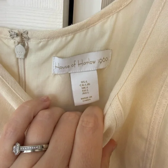 House of Harlow 1960 Cream Linen Blend Midi Dress. Size L - Picture 3 of 7